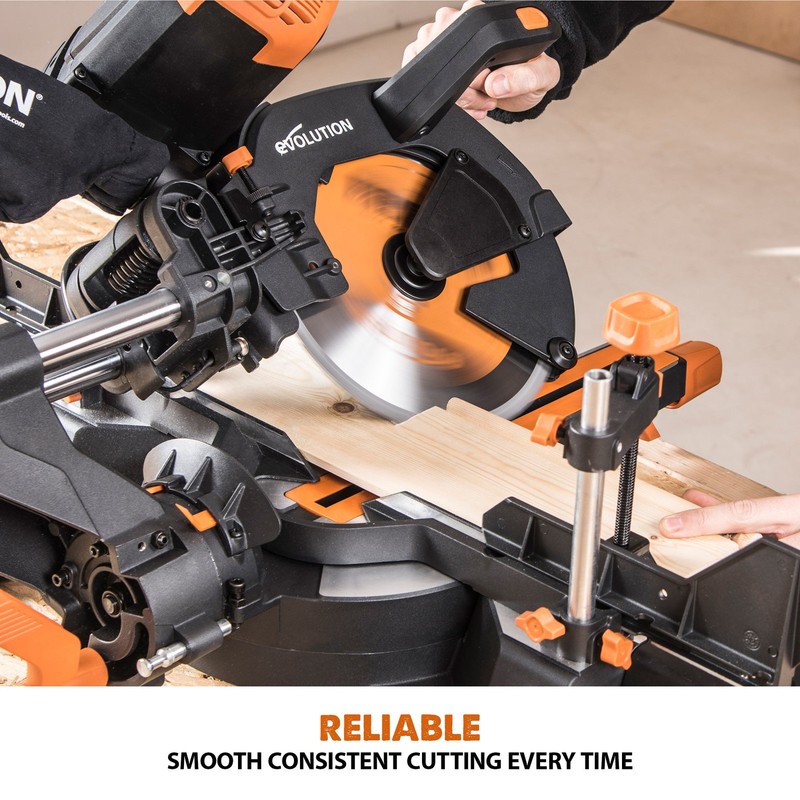 Evolution R255SMS-DB+: Dual Bevel Sliding Miter Saw With 10 in. Multi-Material C gallery