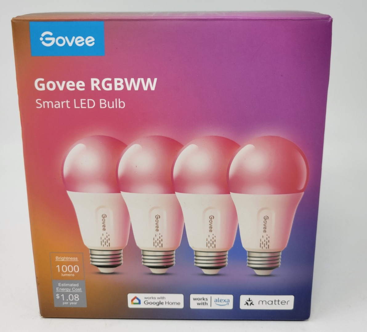 Govee Smart LED Bulb H6006 RGBWW 9W E26 1000 Lumens 4-Pack Alexa Google Home gallery