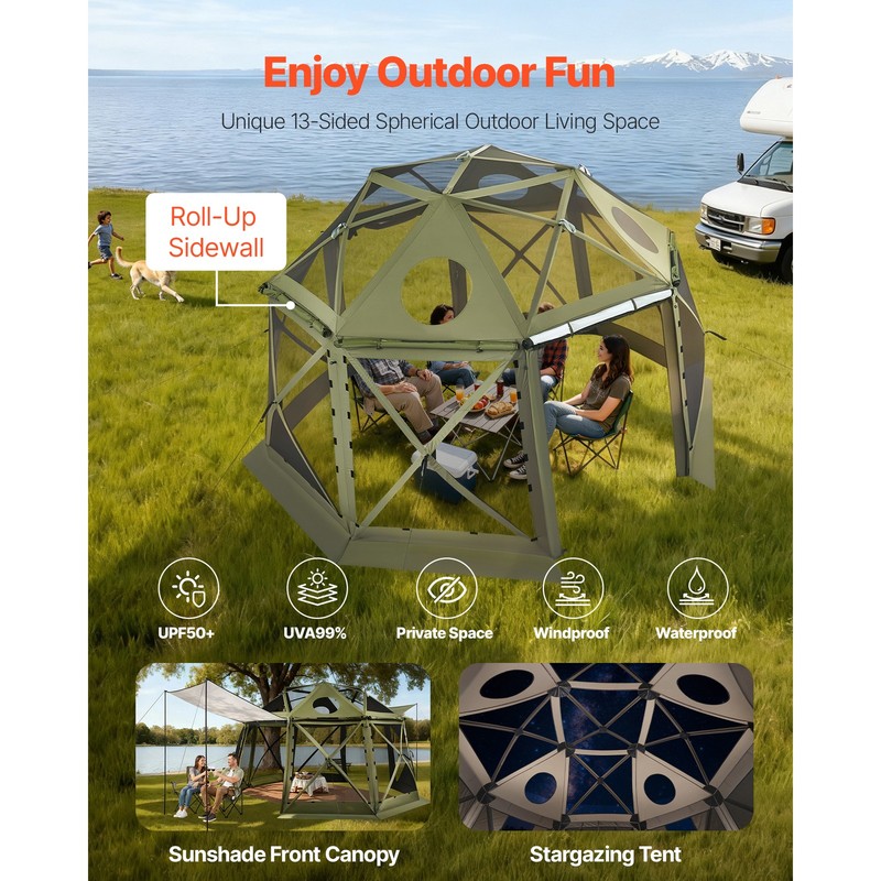 Uimoso 13-Sided Pop-Up Gazebo Screen Tent, 13 x 13 ft, Fits 10-12 People gallery