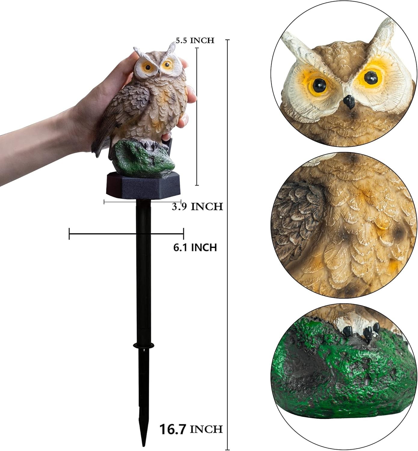2Pack Owl Solar Lights Garden LED Waterproof Yard Decor Bird Repellent gallery