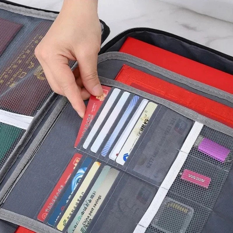 3-Layer Fireproof Document Box with Lock File Storage Box Waterproof Safe Bag US gallery