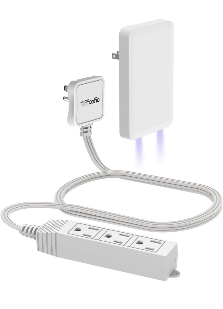 TiFFCOFiO Flat Plug Extension Cord with Night Light Outlet Cover, 3 FT 3 Prong E