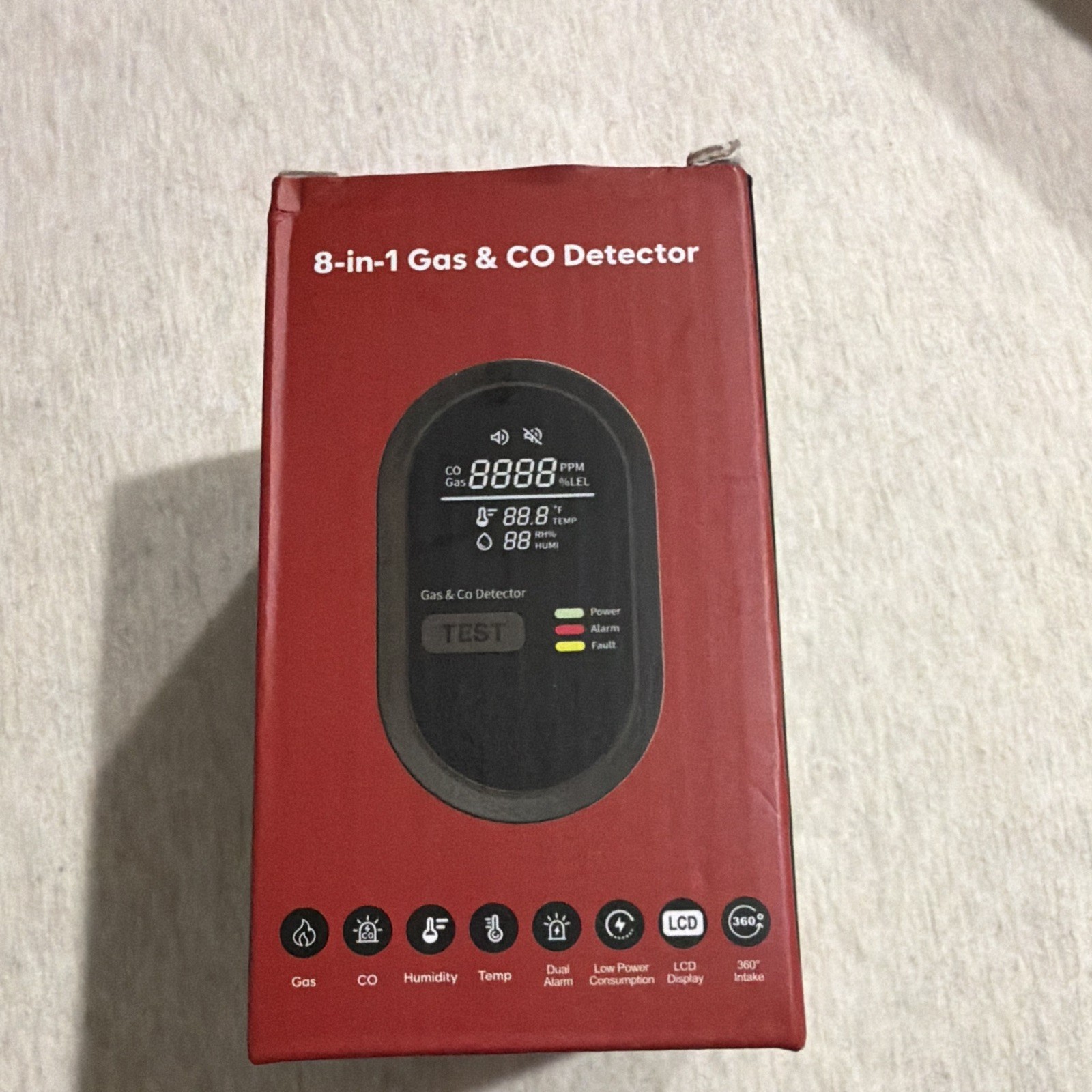 Fire Alert 8-in-1 Gas & CO Detector Wall Plug-In Alarm LCD Display 85dB Black gallery