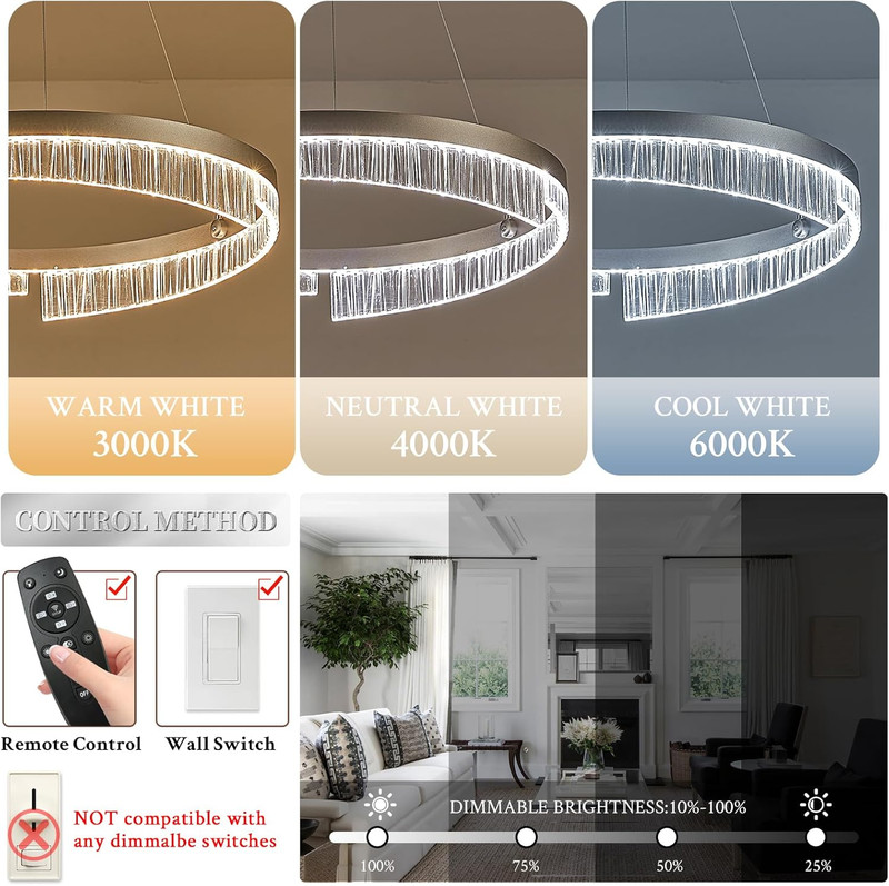 Dimmable LED Circular Chandelier with Remote Control for Modern Spaces gallery