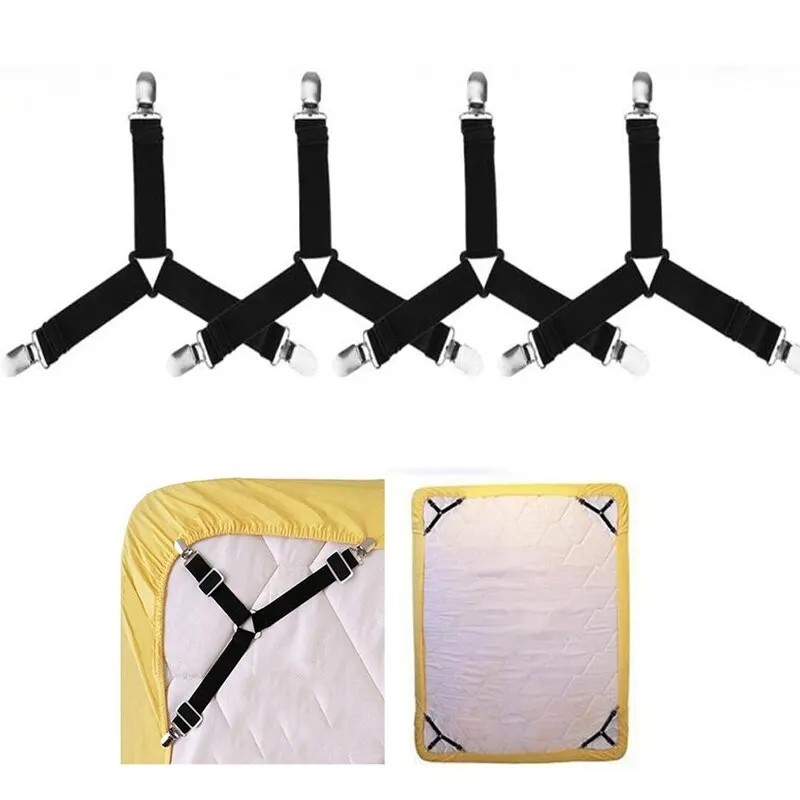 4 Pack Adjustable Bed Sheet Holder Straps Fitted Sheet Clips Fasteners Grips gallery