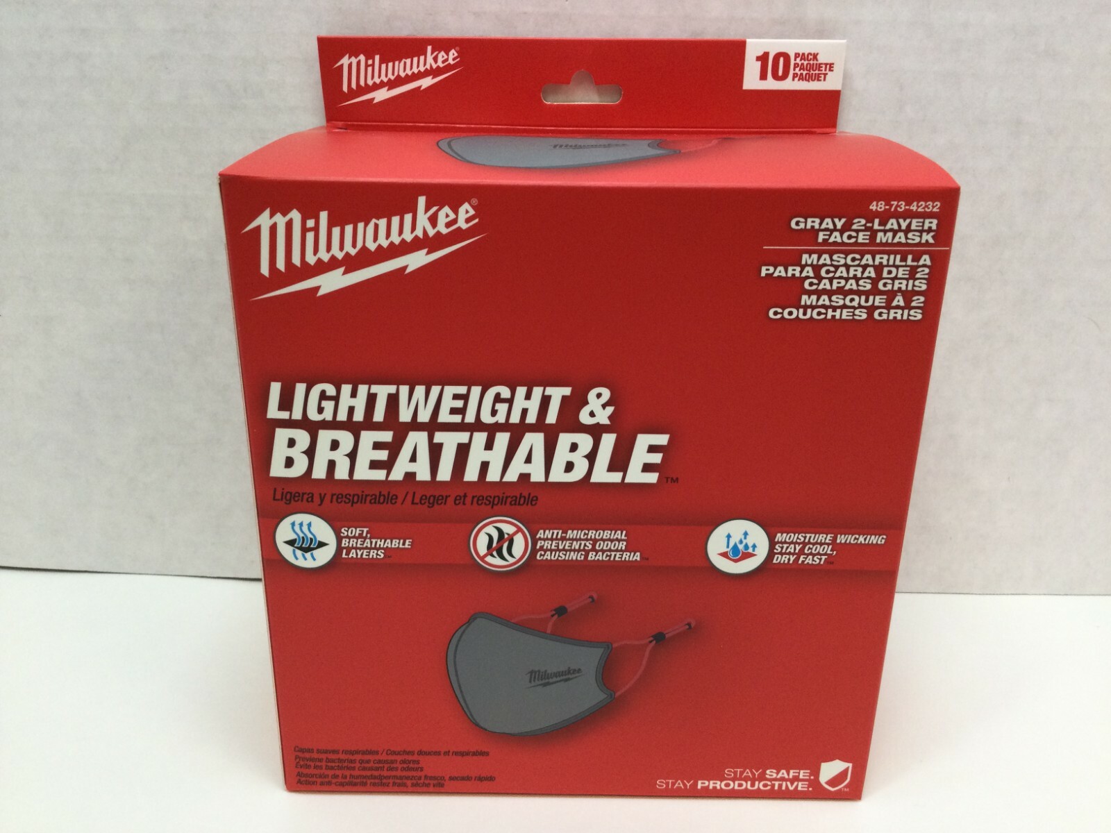 Milwaukee Face Mask Lightweight Breathable ~ Gray 10pk ~ 48-73-4232 gallery
