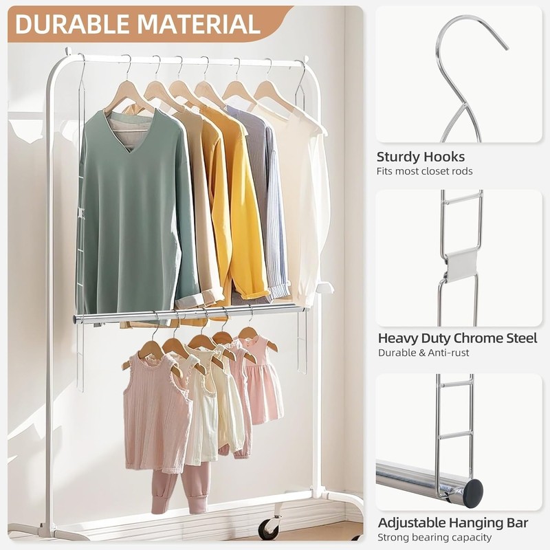 Hanging Closet Rod, Adjustable Width and Height Closet Hanging Organizer, Spa... gallery