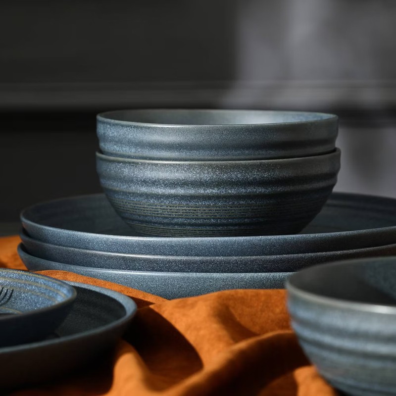 Stone Lain 24pc Elio Stoneware Dinnerware Set Blue gallery