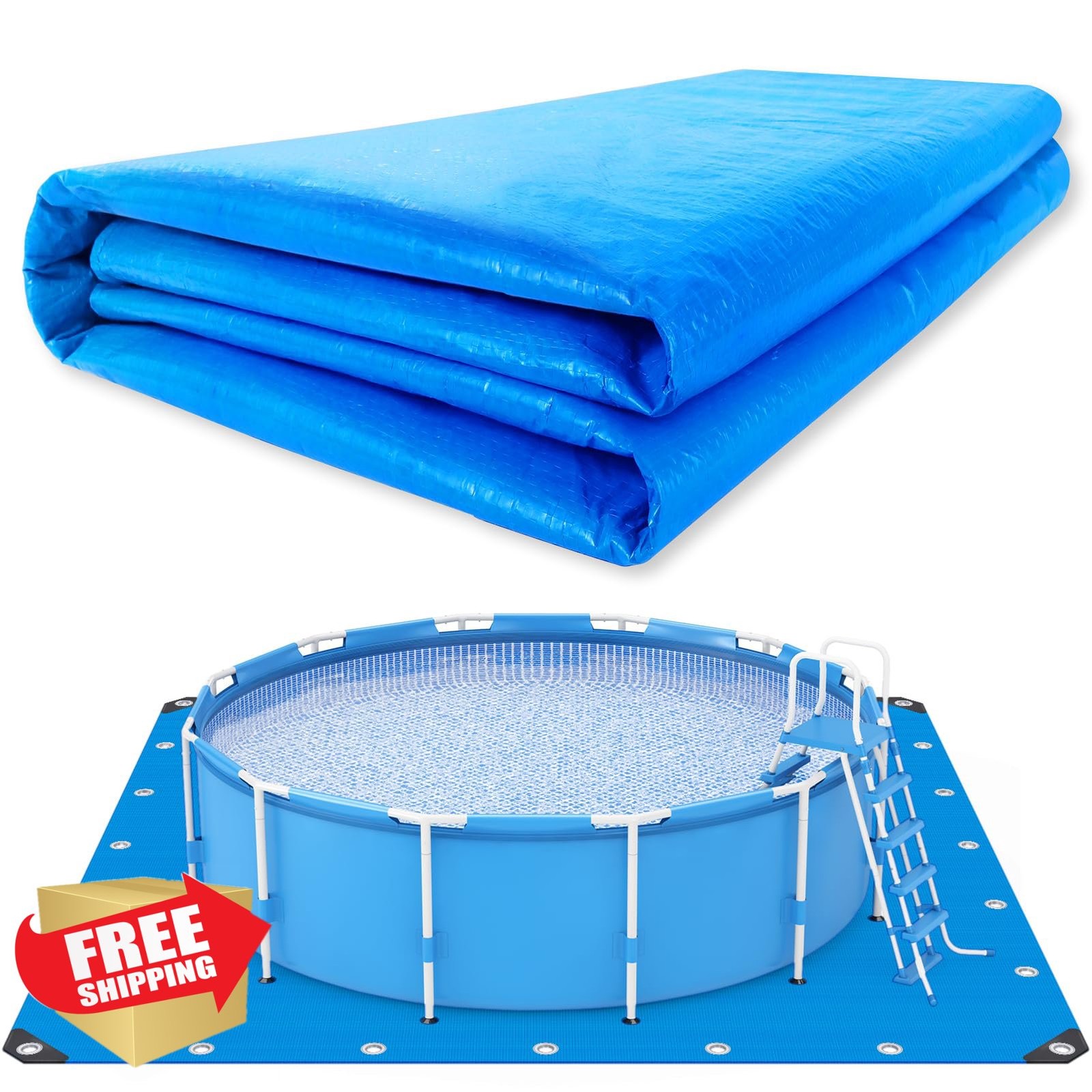 UJG 18x18 Ft Pool Ground Cloth Liner Pad Heavy Duty Mat Blue gallery