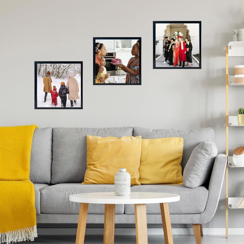 12x12 inch Picture Frame Horizontal and Vertical Formats for Wall Hanging, Black gallery