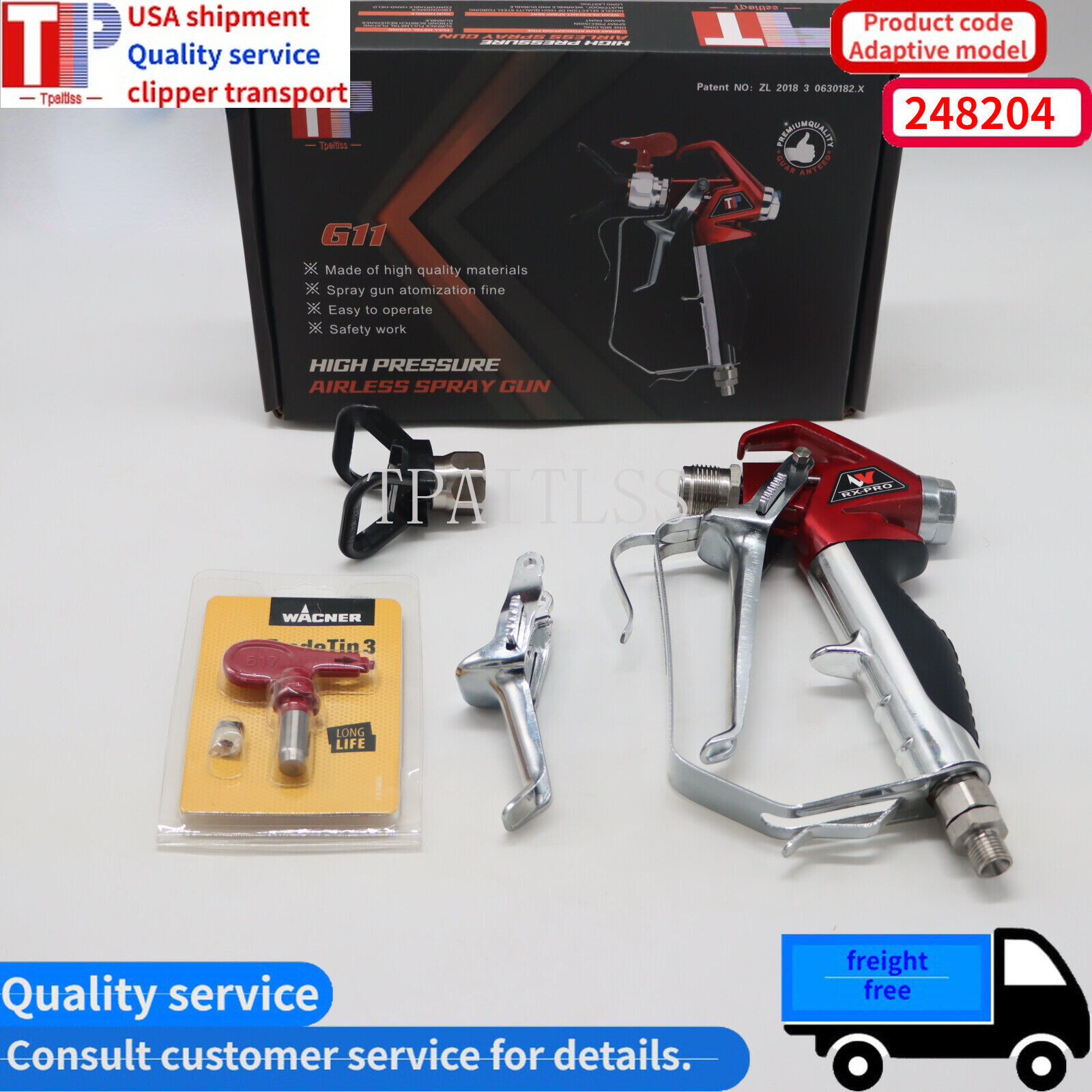 Airless Spray Gun 538020 RX-Pro Red Series w/ 517 Tip & Guard 538-020 USA gallery