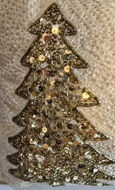34th & Pine Embroidered Christmas Trees Beaded Lumbar Pillow 25in X 14in gallery