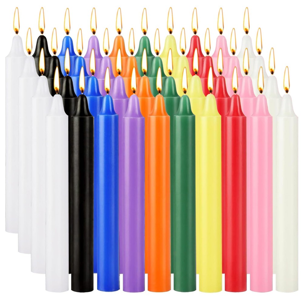 Bulk 40 Pack 4-Inch Colored Mini Taper Candles for Rituals and Spells