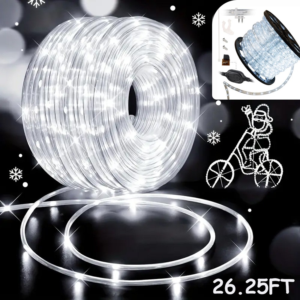 25/50 FT Cool White Thick LED Rope Light Accent Indoor Outdoor Waterproof Rope gallery