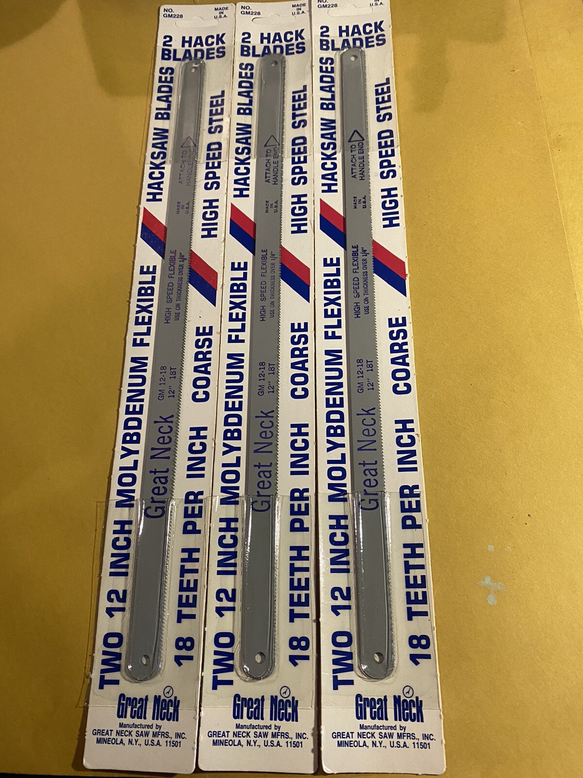 6 Pc Great Neck High Speed STEEL HACK SAW BLADES 12” X 18 Teeth USA Hacksaw gallery