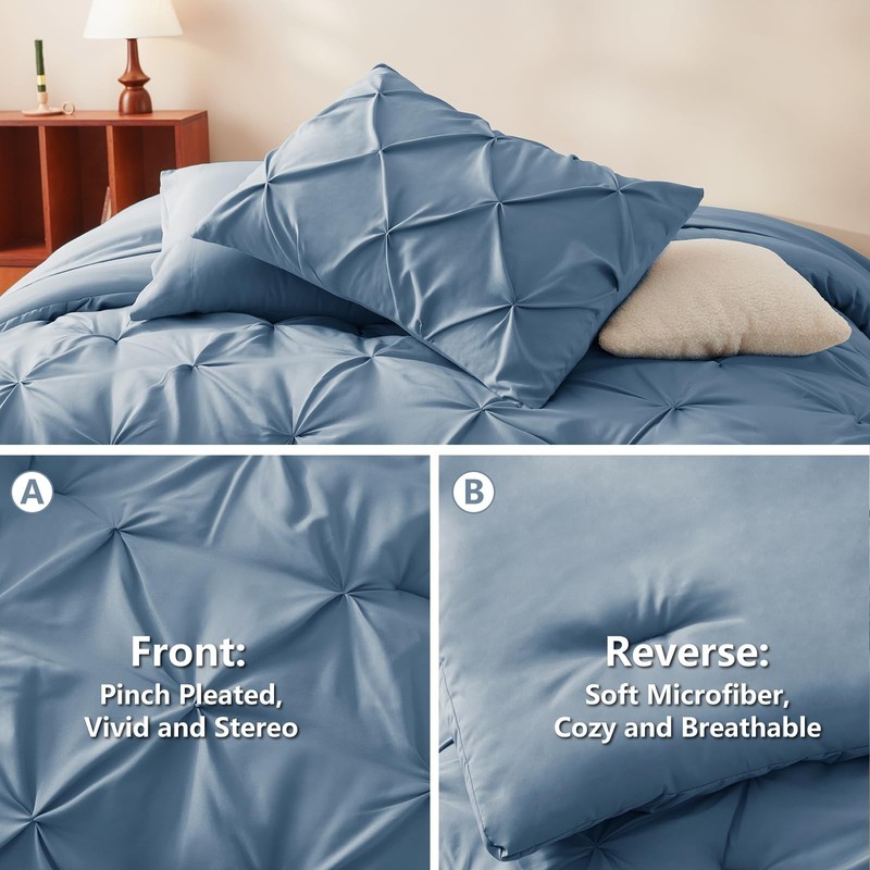 CozyLux King Size Comforter Set Grayish Blue, 7 Pieces King, Blue gallery