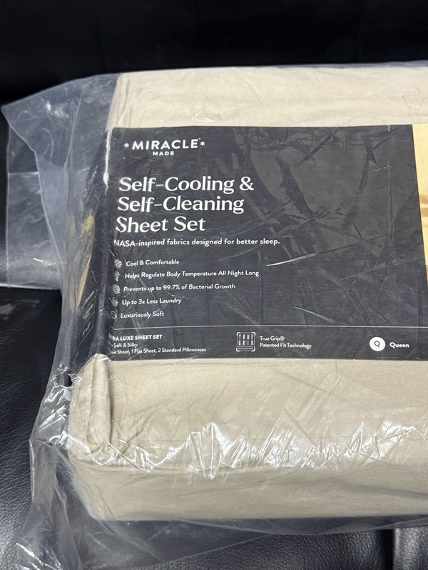 Miracle Made EXTRA LUXE Sheet Set QUEEN Cooling Self Cleaning SAND Tan Sateen gallery