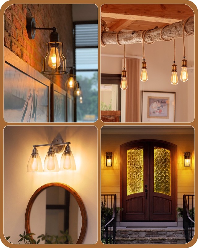 EDISHINE 6 Pack Vintage LED Edison Bulbs,ST64 Dimmable Amber Warm Light, 240° gallery