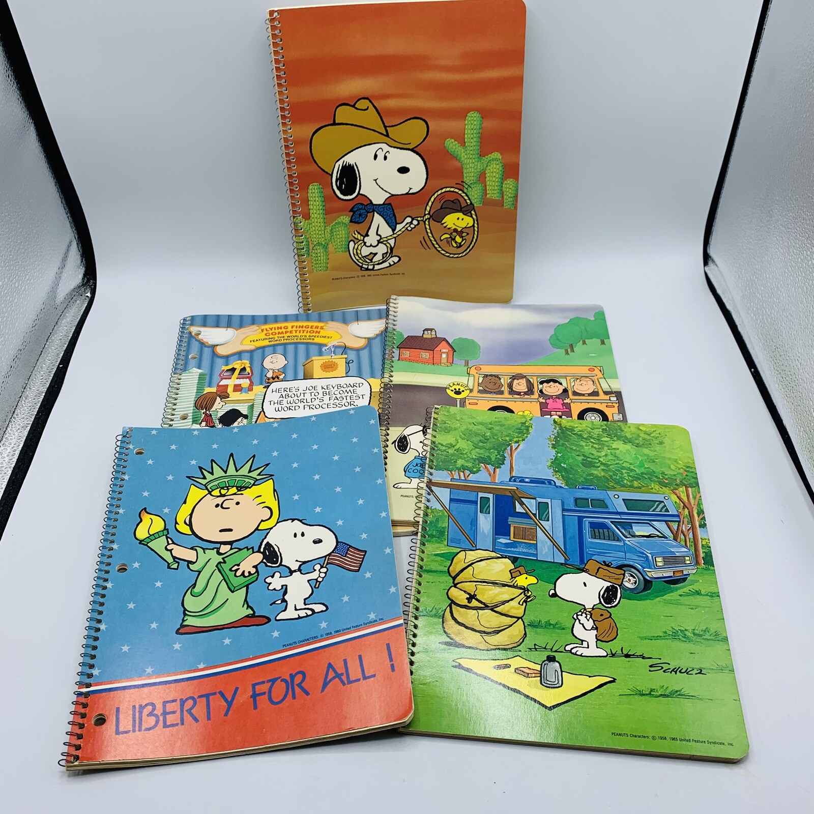 5 Snoopy Peanuts Spiral Bound Notebooks Unused Vtg Rare 80s Butterfly Originals gallery