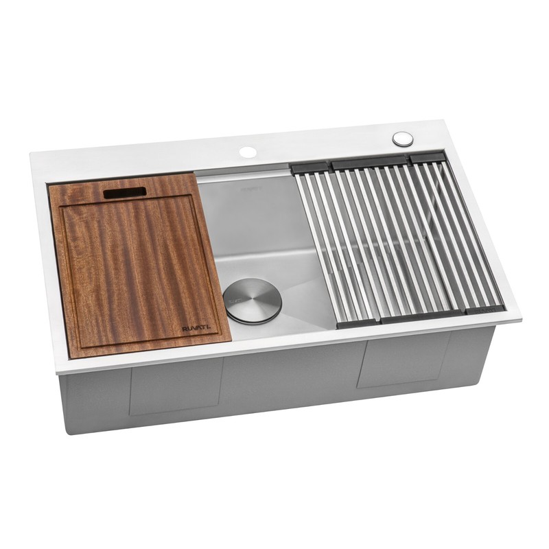 Ruvati 33x22 inch Workstation Ledge Drop-in 16 Gauge Kitchen Sink- RVH8003 gallery