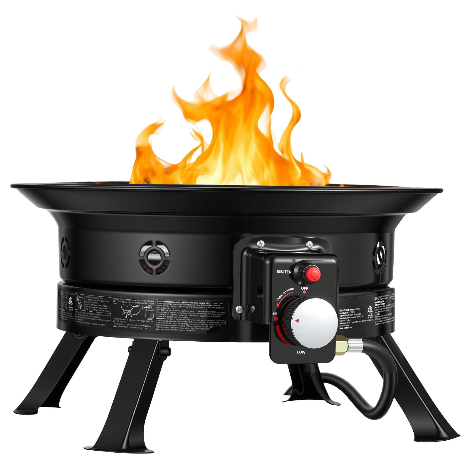 Uimoso 19-Inch Portable Propane Fire Pit, 53000BTU Gas Fire Bowl for Outdoor Use gallery