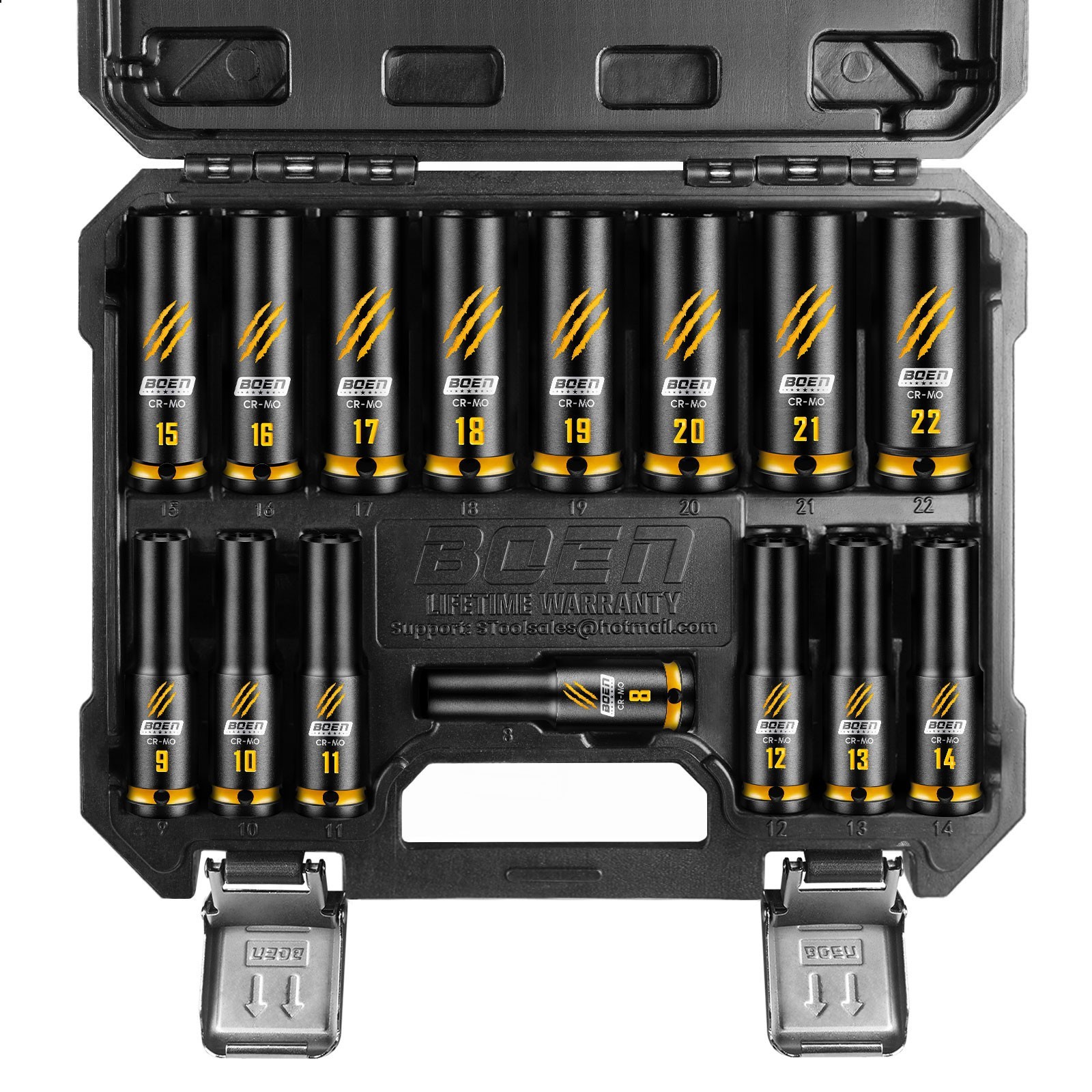 15-Piece 1/2" Drive Deep Impact Socket Set, Metric Sockets (8-22mm), CR-MO Steel gallery