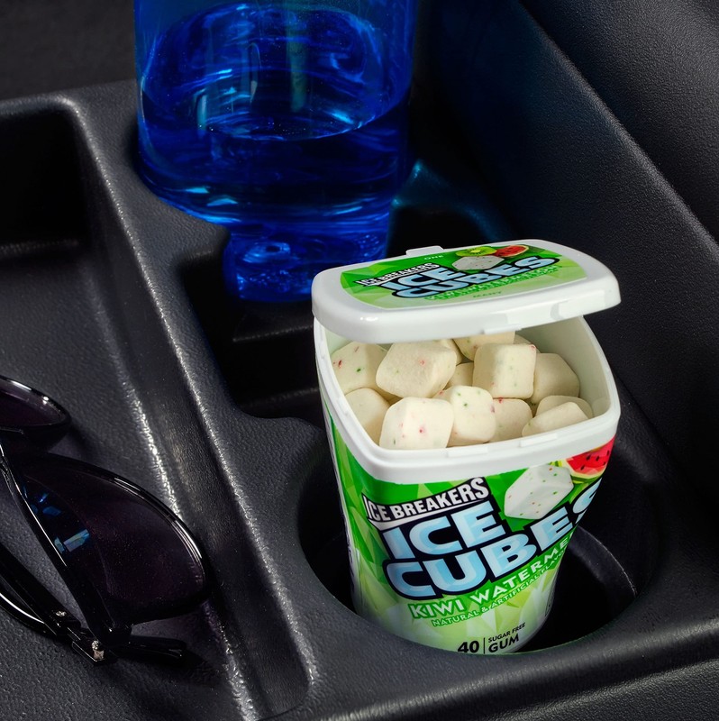ICE BREAKERS Ice Cubes Kiwi Watermelon Sugar Free Chewing Gum Bottles, 3.24 oz gallery