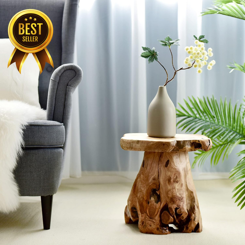 Natural Cedar Stump Stool, 14" End Table, Live Edge Side Table, Plant Stand, Sma gallery