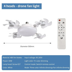 Fan Light 2-In-1 Drone Design Ceiling Fan Light 60W with Remote Control for Entr