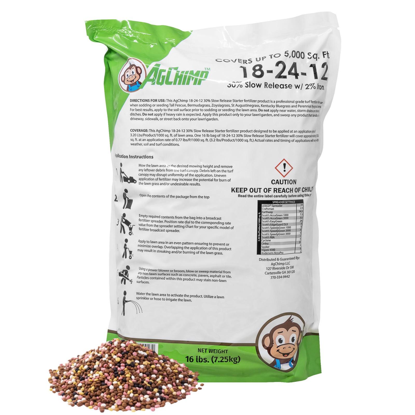 AgChimp 18-24-12 Professional Turf Starter Fertilizer, 16lbs, 5,000 sq ft gallery