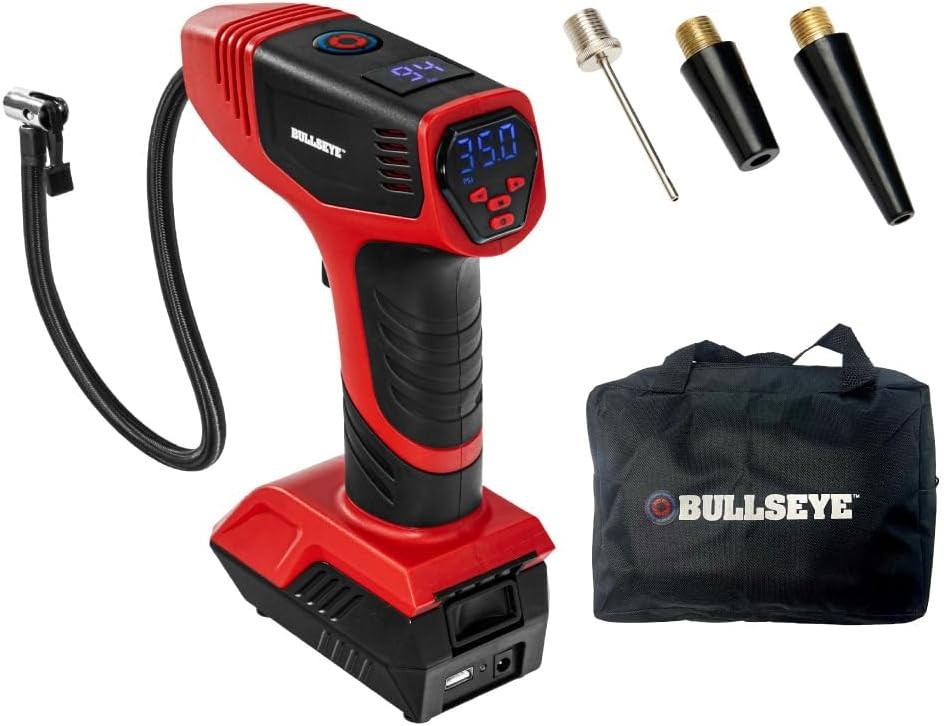 Bullseye Pro Portable Rechargeable Tire Inflator with Digital Pressure Gauge gallery