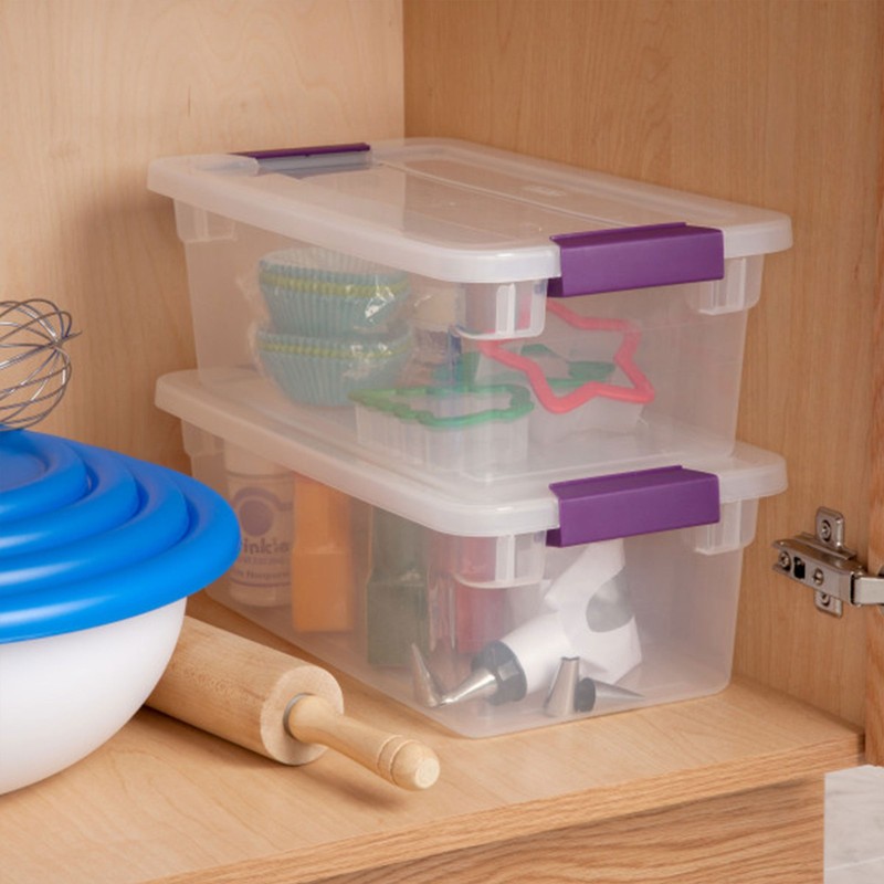 Sterilite 6 Quart Plastic ClearView Latch Box Storage Container Tote, 12 Pack gallery