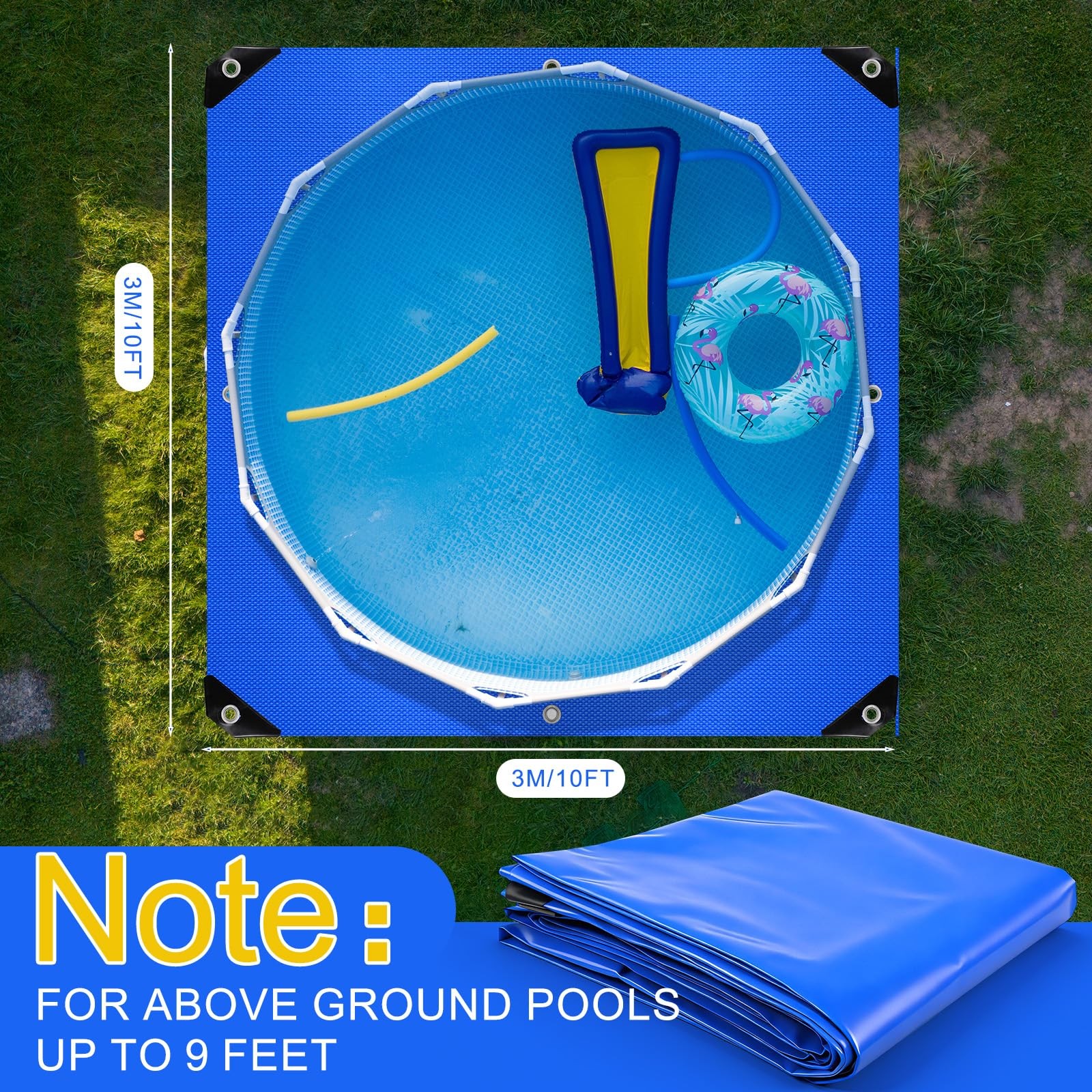 10x10FT Swimming Pool Ground Cloth,Square Pool Liner Pad for Above Ground Poo... gallery