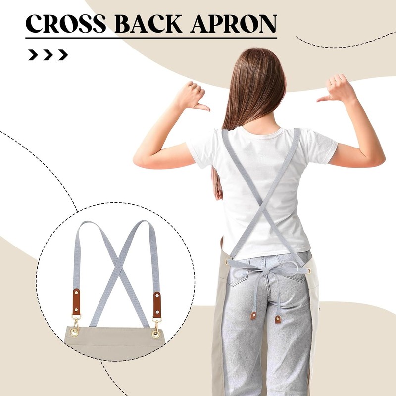 Crossback Pottery Apron Split Leg with Large Pocket Canvas Apron with Adjustable gallery