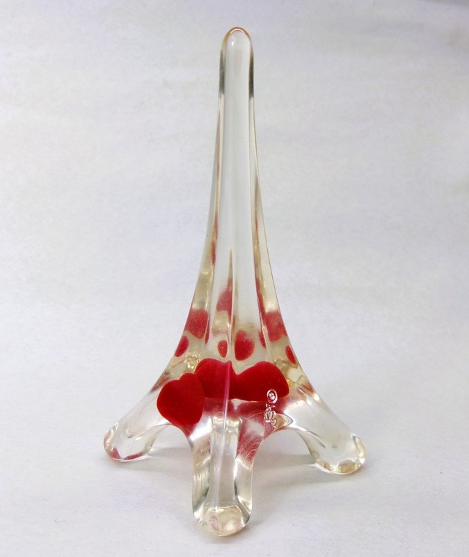 Sobral Objetos Heart Inclusion Clear Eiffel Tower Artist Made Statue Ring Holder gallery