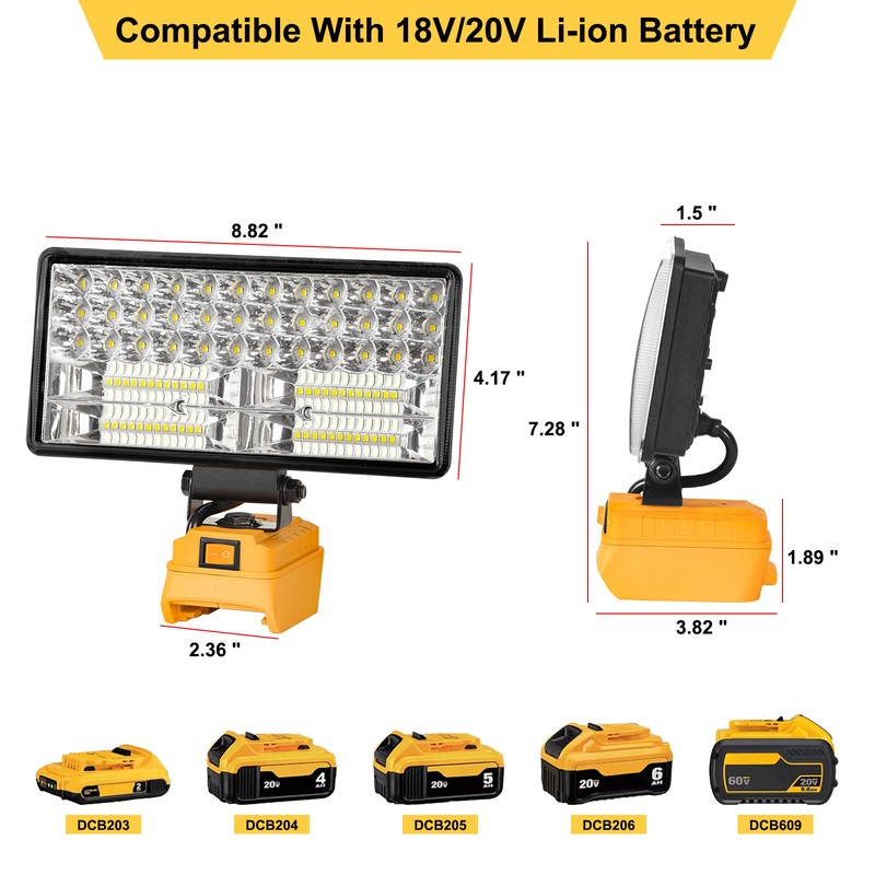 LED Work Light Suitable For DeWalt 20V 60V MAX XR DCB205 Li-Ion Battery 2700LM gallery