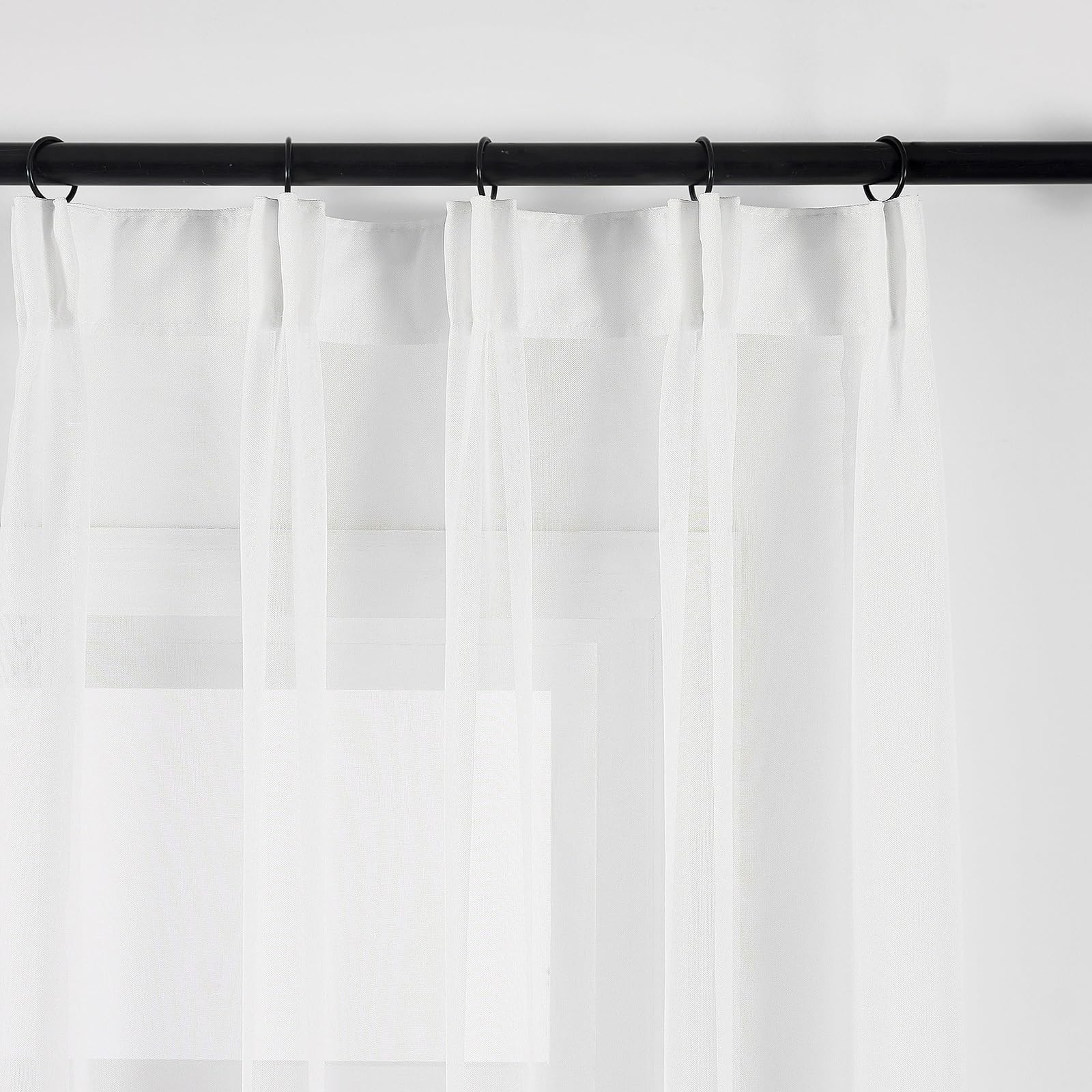 Sheer Curtains 96 Inches Long 2 Panels, Mesh Voile Pinch Pleat Sheers White, ... gallery