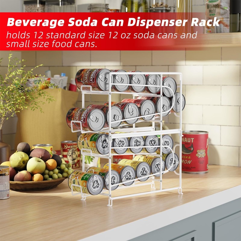 Soda Can Rack Organizer For Pantry Stackable 2 Pack Metal Rustproof Can Dispense gallery