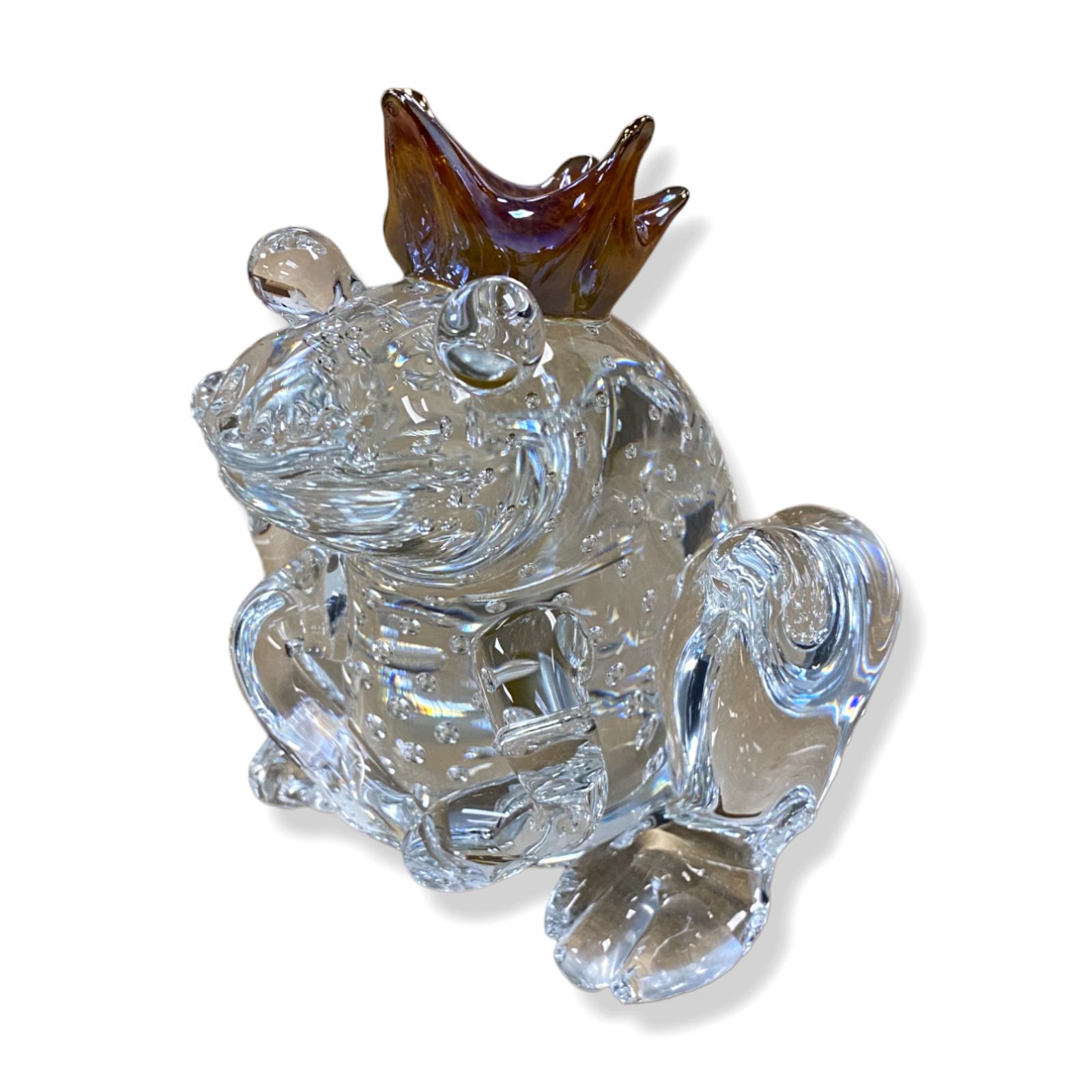 $440 Global Views Clear Handmade Glass Frog Prince Decorative Accent Figurine gallery
