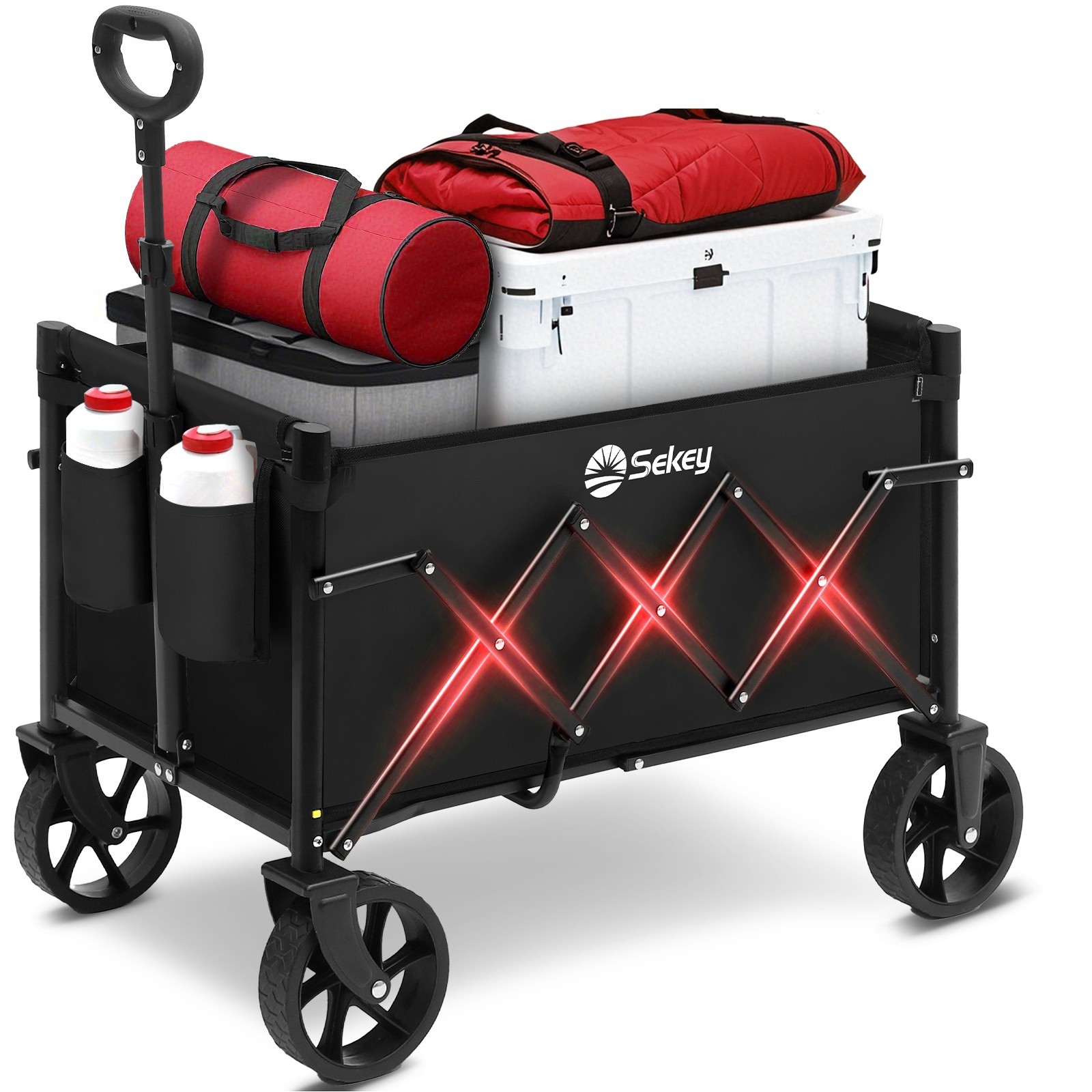 Sekey Foldable Wagon: 220LBS capacity, big wheels, collapsible for outdoor use. gallery