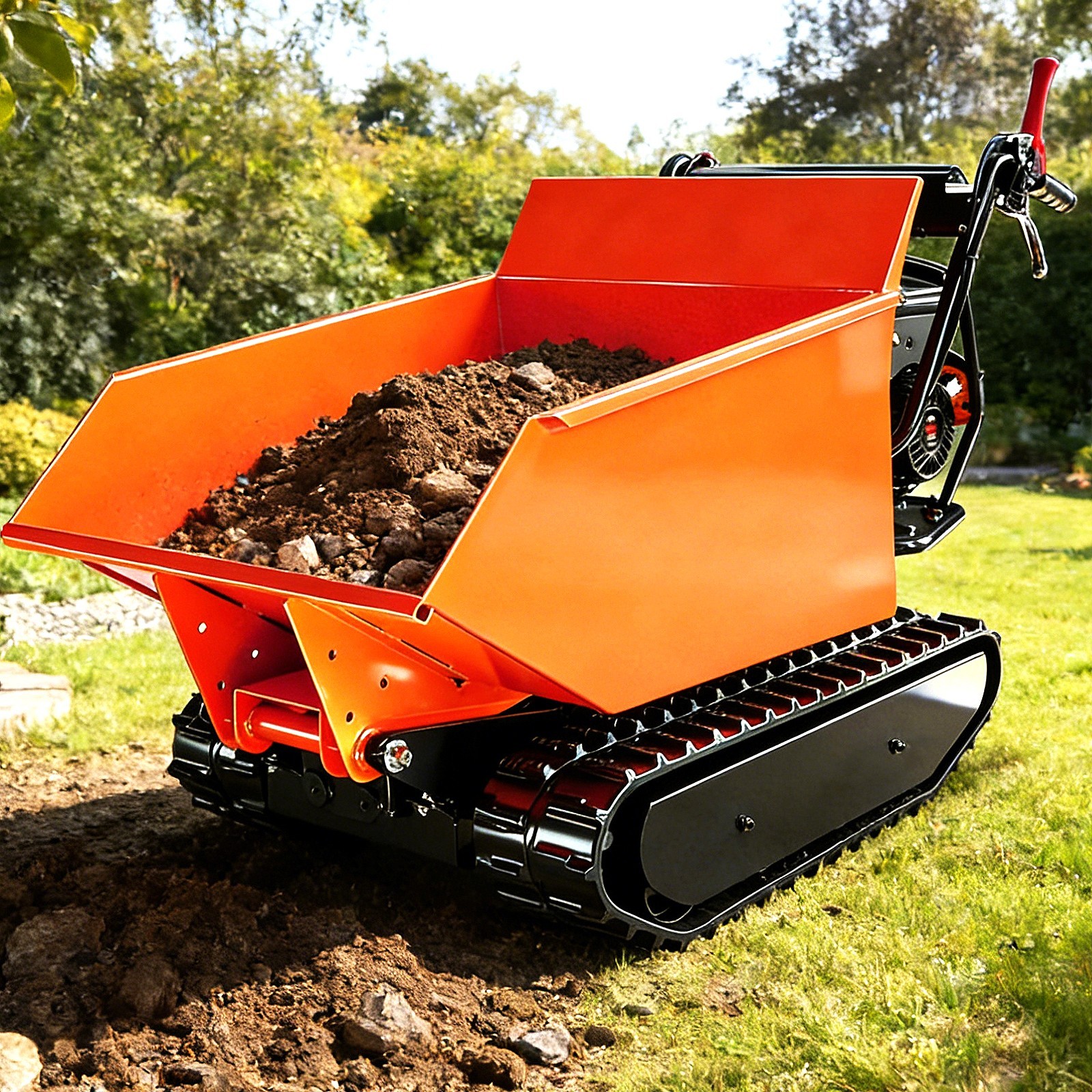 10HP All-Terrain Track Barrow with Hydraulic Assist 306cc 3F+1R Gearbox 1100lbs gallery