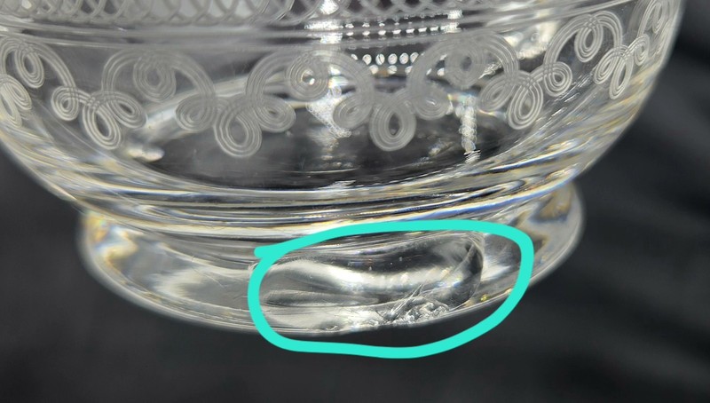 2 Vintage Trefoil Cloverleaf Needle Etched Custard Glass Punch Cup Crystal AS-IS gallery