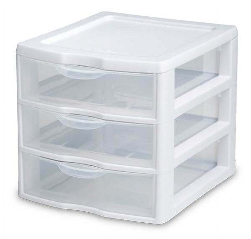 Small 3 Drawer Desktop Unit, Plastic, White gallery
