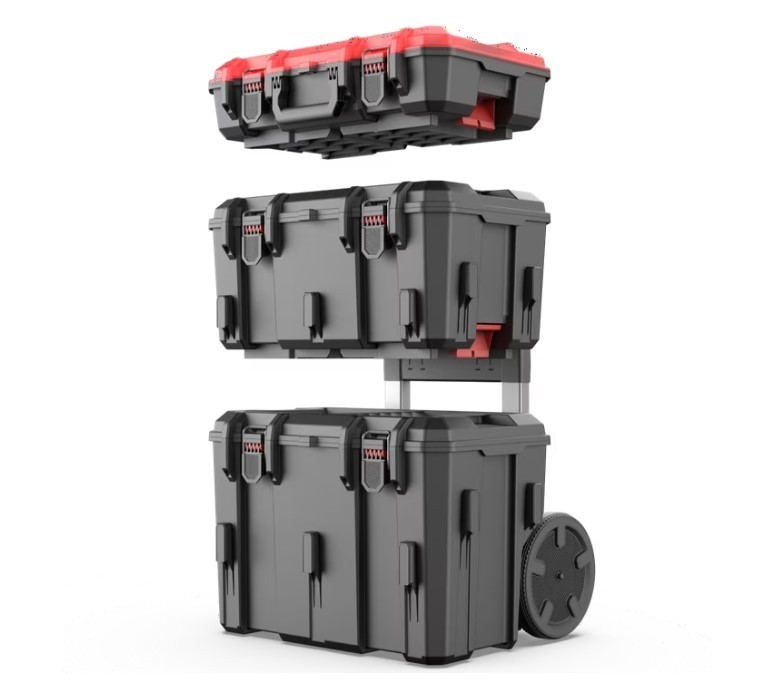 Hyper Tough Hyper Stack Heavy Duty 3 Piece Modular Rolling Toolbox System, Black gallery
