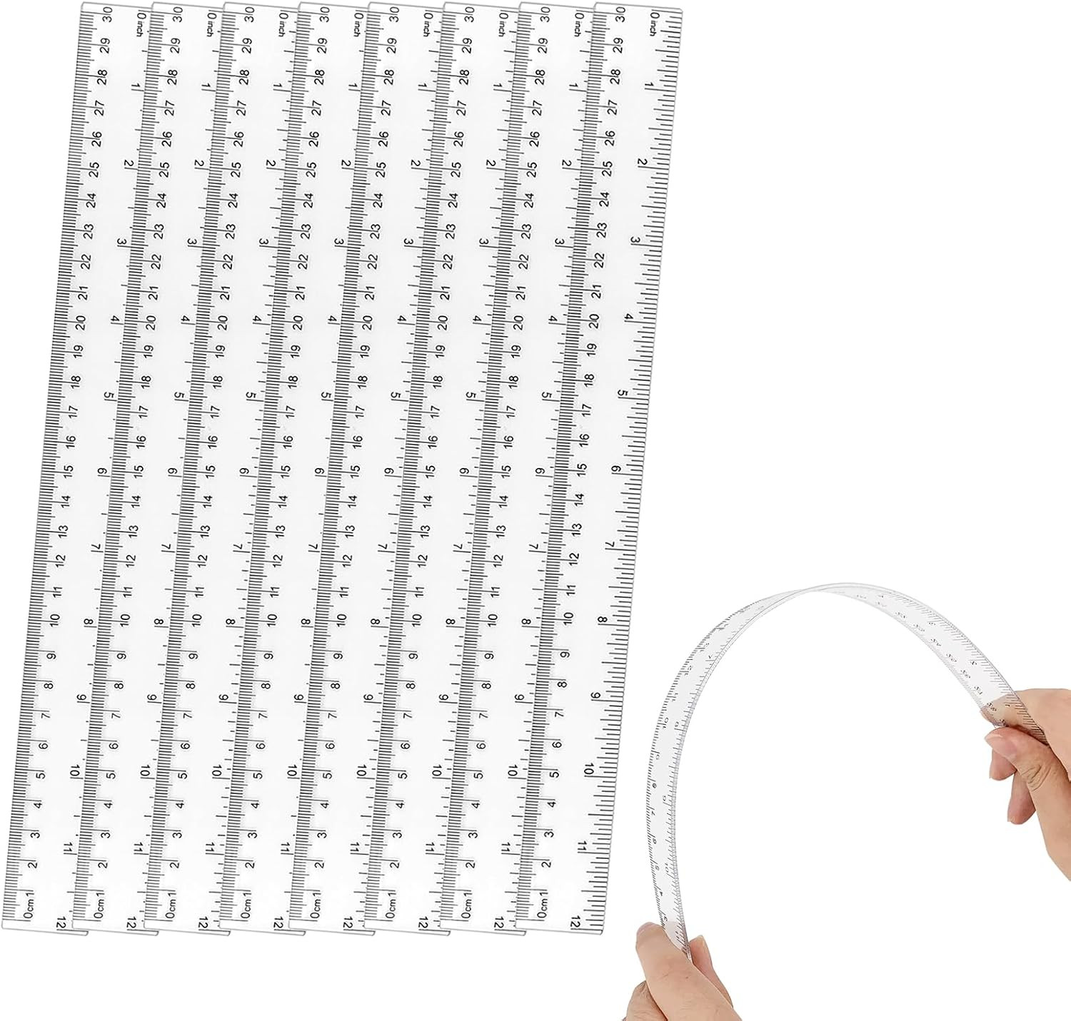 8 Pack 12 Inch Clear Acrylic Ruler Flexible Straight Measuring Tool for School gallery
