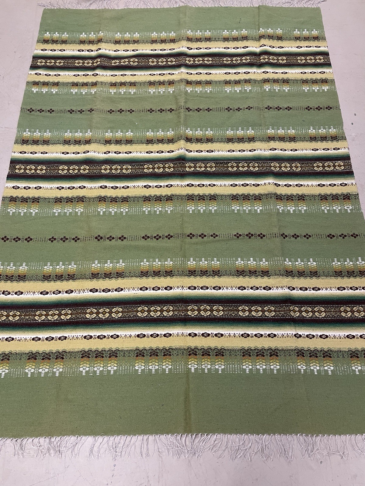 Woven Flat Textile Area Carpet 60x83. Green, Brown, Gold Southwestern,Turkish? gallery
