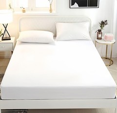 Full Size Fitted Sheet, 100% Cotton 300 Thread Count Sateen, Deep Pocket Full
