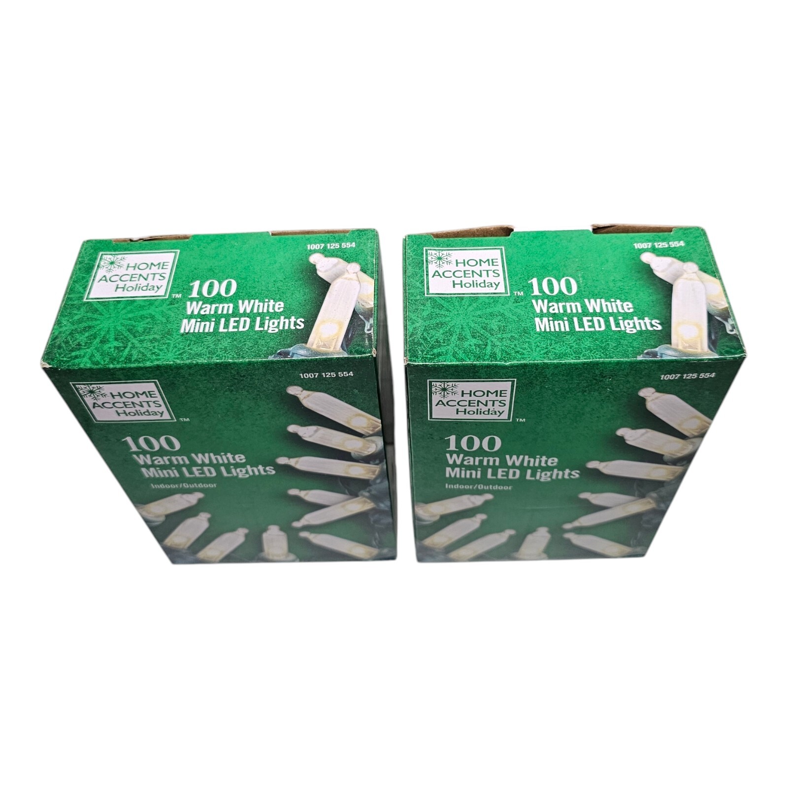 2 Boxes Home Accents 100 Warm White Mini LED INDOOR/OUTDOOR 28ft 10in Green Wire gallery