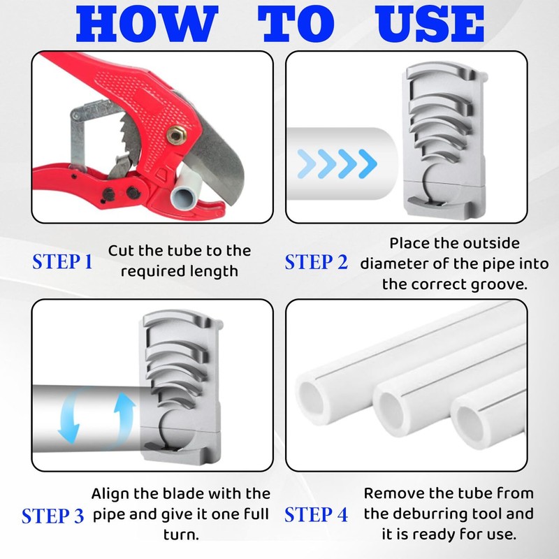 Pro PVC Plastic Pipe Deburring Tool for PVC, CPVC, ABS, PP, PE (1-1/4" to 4") gallery