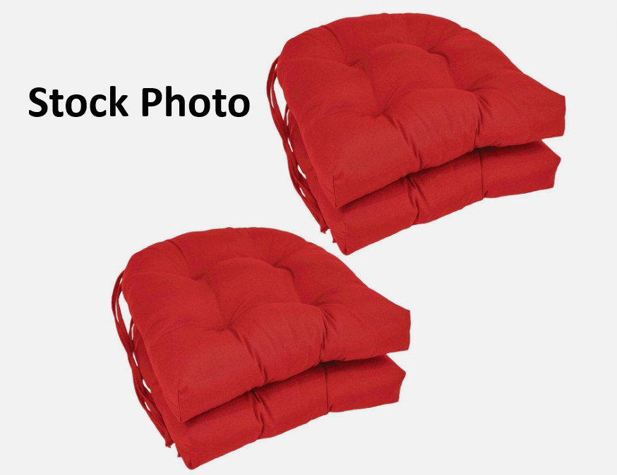 Blazing Needles 16" Solid Twill Rounded Back Tufted Cushions (Set of 4) Red